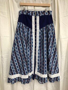 Handmade Gunne Sax Style Maxi Skirt 100% Cotton